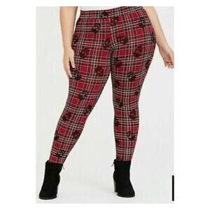 Torrid Red Plaid Skull Print Leggings Sz.2
